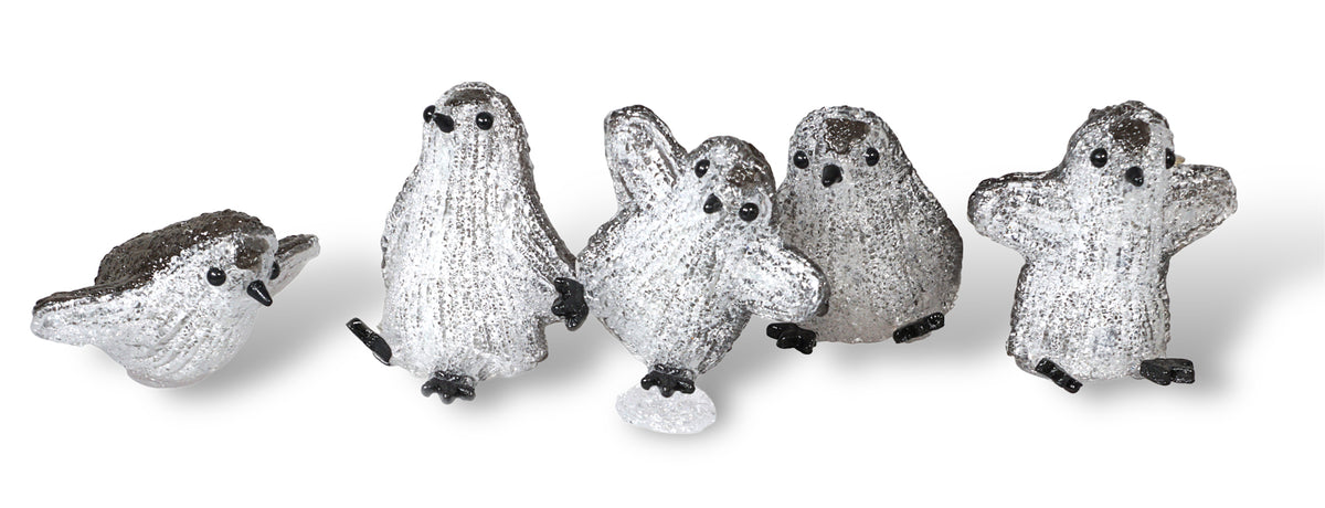Xmas Haus GH9067 40 LED Set of 5 Acrylic Outdoor / Indoor LED Penguins White IP44 (Battery Operated)