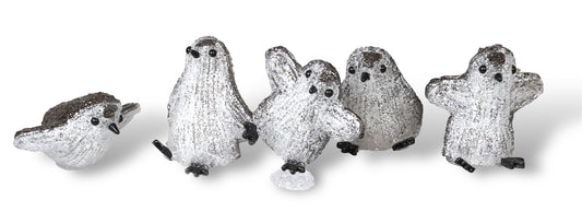 Xmas Haus GH9067 40 LED Set of 5 Acrylic Outdoor / Indoor LED Penguins White IP44 (Battery Operated)