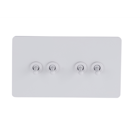 Schneider GU1442TPW 4 Gang 2 Way Toggle Switch White Metal