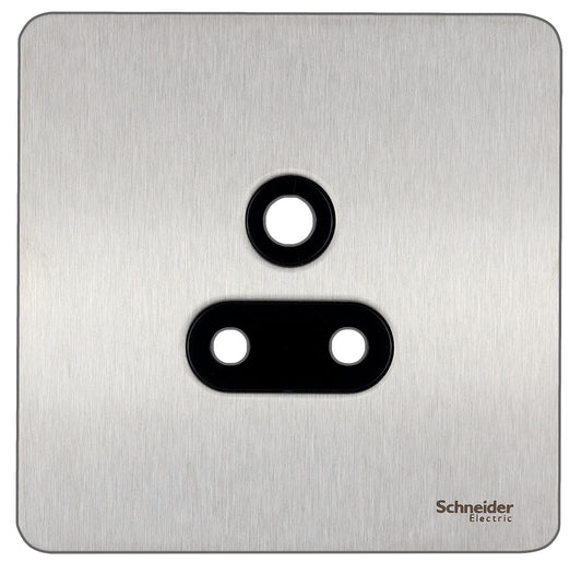 Schneider GU3480BSS 1 Gang 5A Unswitched Socket Stainless Steel Black Insert
