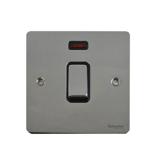Schneider GU4231BPC 1 Gang 32A DP Switch with Neon Polished Chrome Black Insert