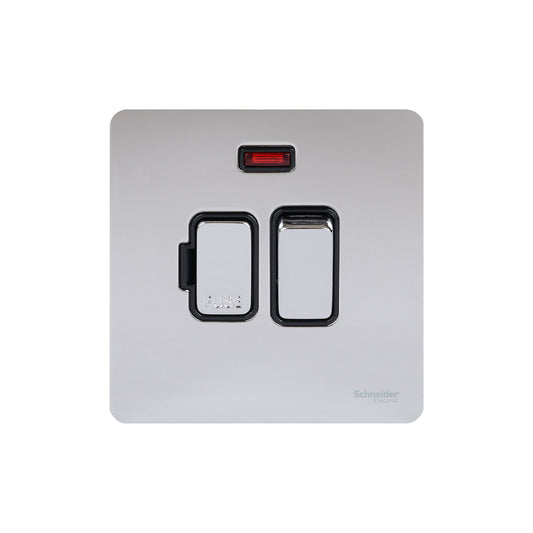 Schneider GU5411BPC 13A Switched Spur with Neon Polished Chrome Black Insert