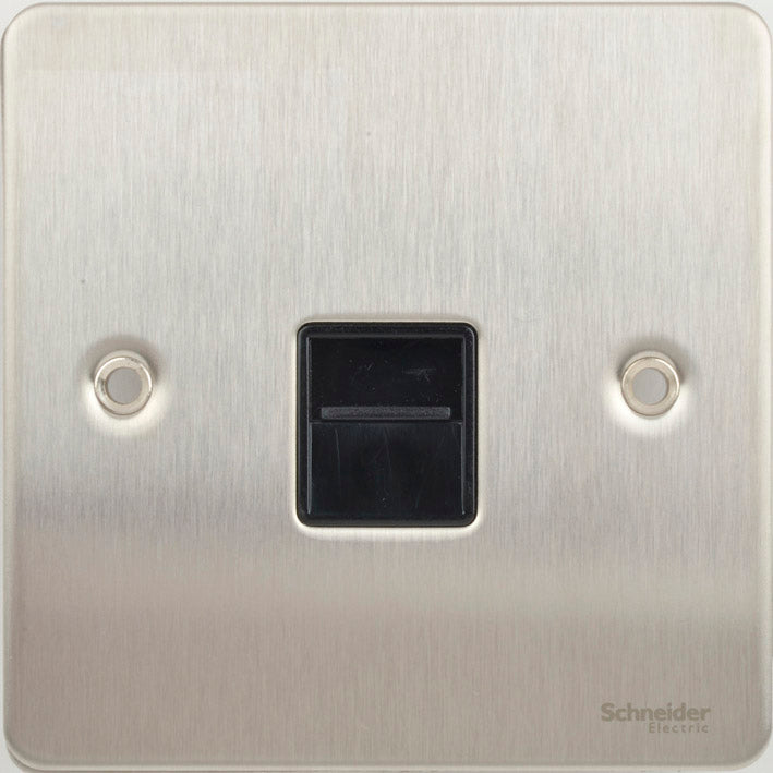 Schneider GU7262BSS 1 Gang Secondary Telephone Socket Stainless Steel Black Insert