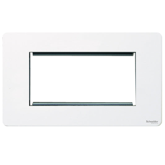 Schneider GU8480PW 2 Gang 4 Module Faceplate White Metal