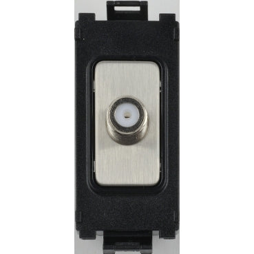 Schneider GUGSATBSS F Type Satellite Grid Module Stainless Steel Black Insert