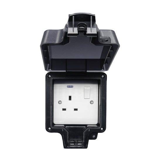 Niglon H-BWS131S 1 Gang 13A DP Switched Socket Black IP66