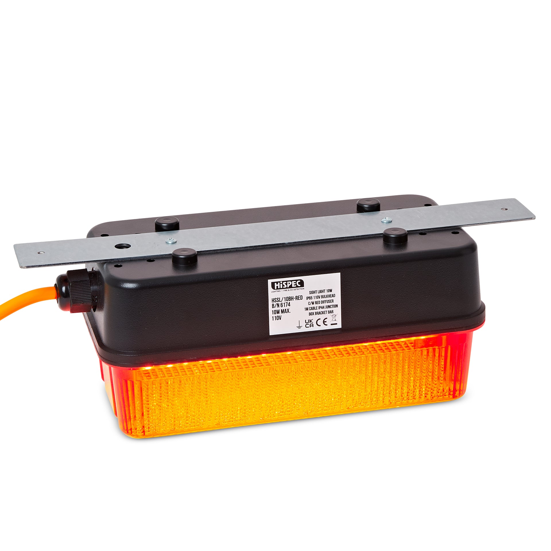Hispec HSSL/10BH-RED 10W LED Bulkhead with Red Diffuser with IP44 Junction Box 110V IP65 Black