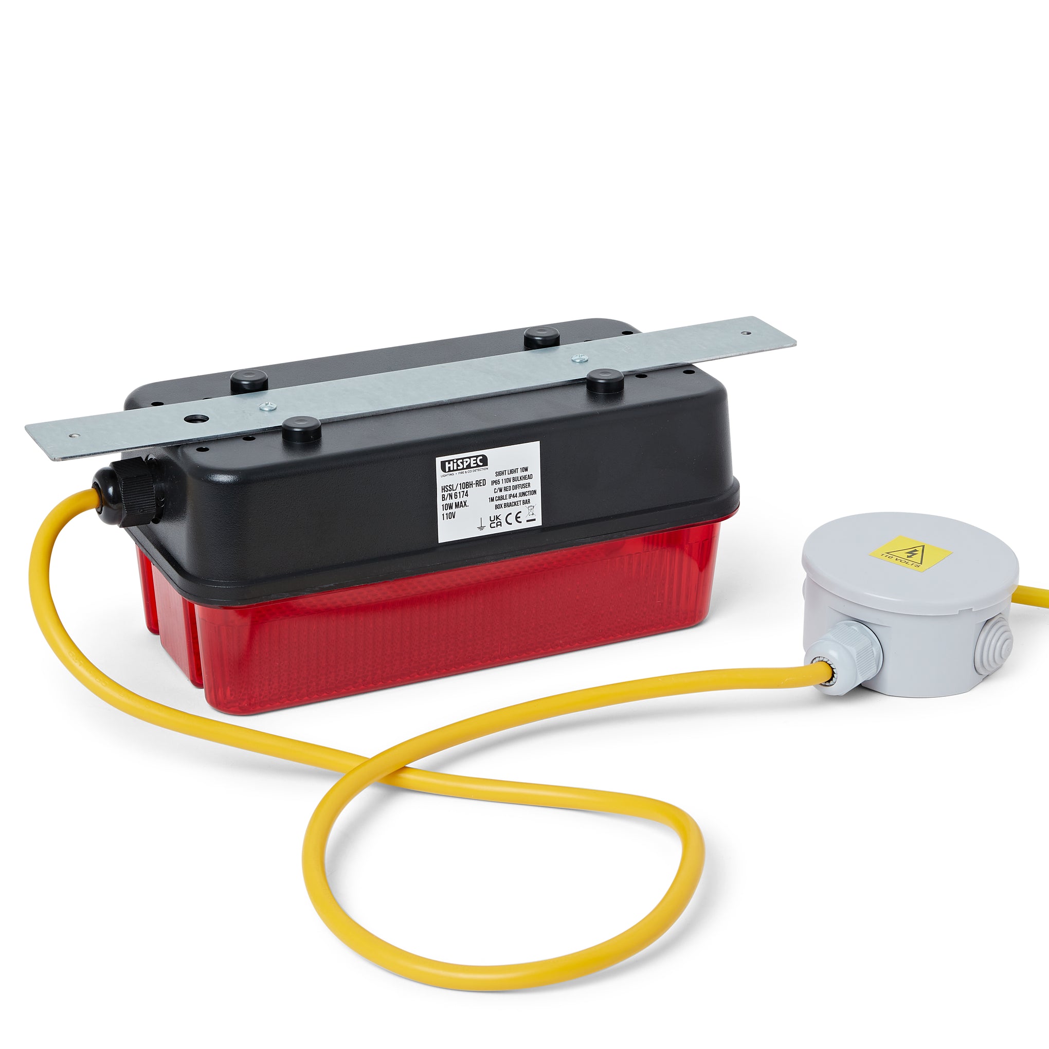 Hispec HSSL/10BH-RED 10W LED Bulkhead with Red Diffuser with IP44 Junction Box 110V IP65 Black