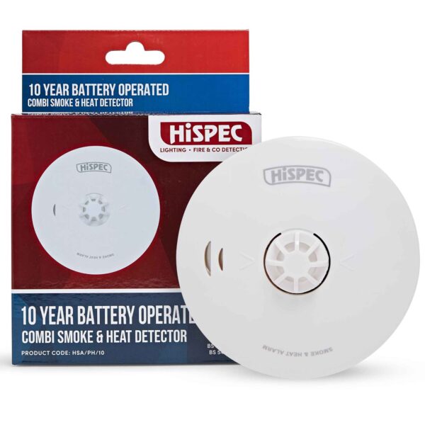 Hispec HSA/PH/10 Fast Fix Smoke & Heat Alarm with 10 Yr Sealed Battery White