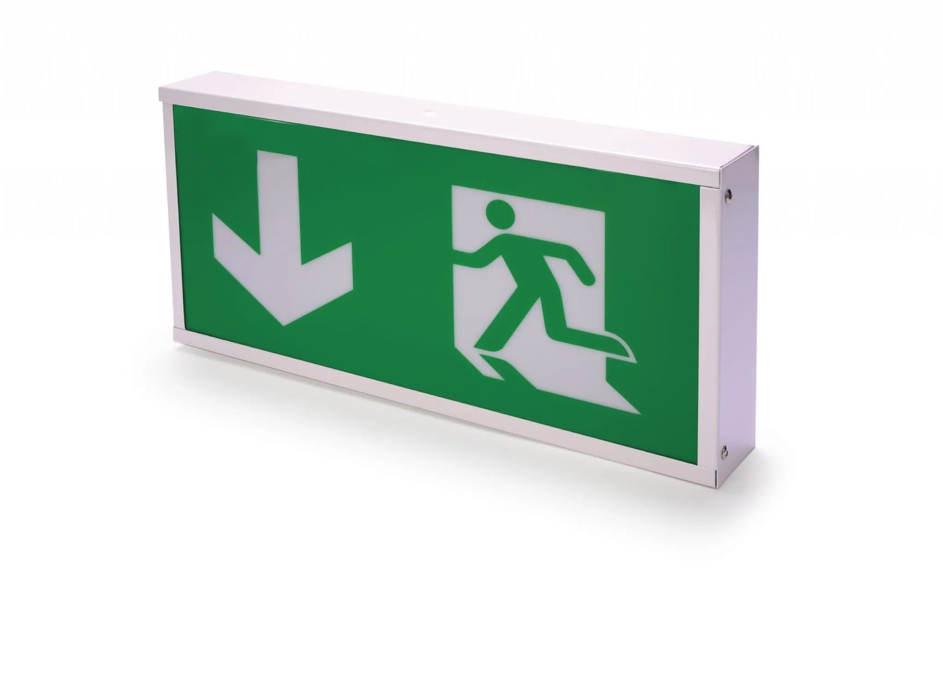 Hispec HSEM/LEDEBD Rhine 5W LED Maintained / Non-Maintained Emergency Exit Box with Down Legend IP20 White