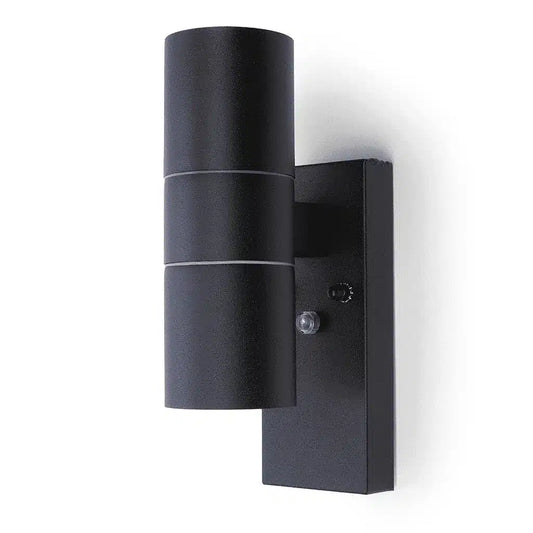 Hispec HSLEDUL/PC/BLK Coral Up / Down Wall Light with Photocell IP44 Black