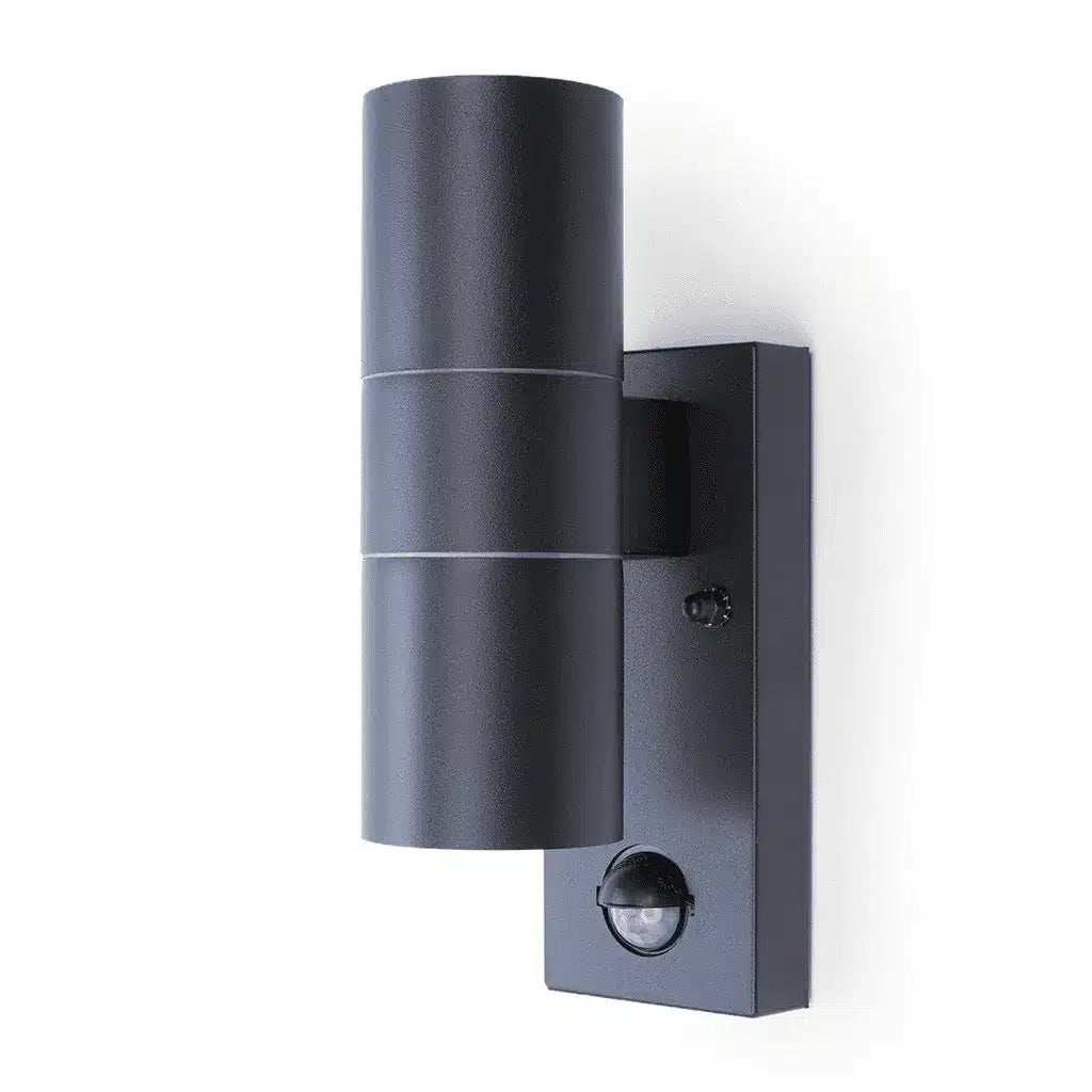 Hispec HSLEDUL/PIR/GRY Coral Up / Down Wall Light with PIR IP44 Anthracite Grey