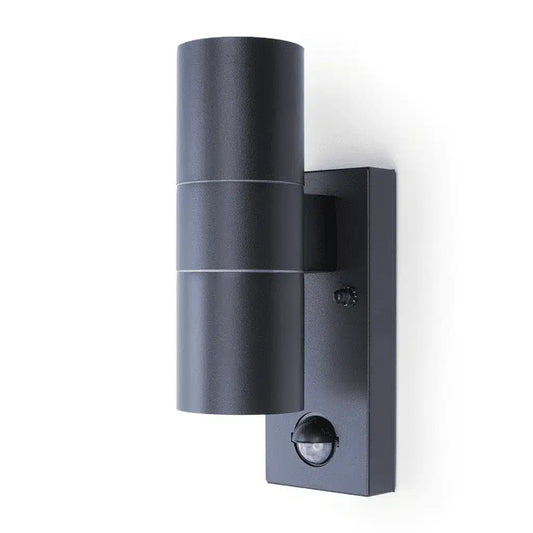 Hispec HSLEDUL/PIR/GRY Coral Up / Down Wall Light with PIR IP44 Anthracite Grey