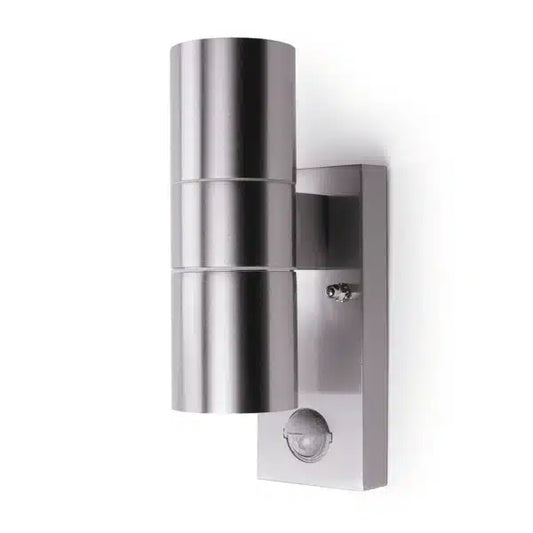 Hispec HSLEDUL/PIR Coral Up / Down Wall Light with PIR IP44 Stainless Steel