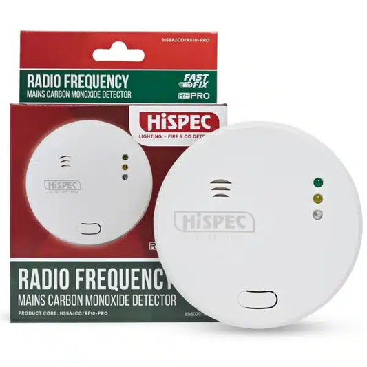 Hispec HSSA/CO/RF10-PRO Mains Carbon Monoxide Alarm with 10 Yr Battery Back Up White
