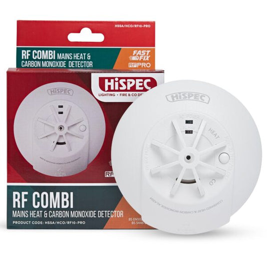 Hispec HSSA/HCO/RF10-PRO Mains RF Heat & Carbon Monoxide Alarm with 10 Yr Battery Back Up White