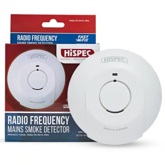 Hispec HSSA/PE/RF10-PRO Mains RF Smoke Alarm with 10 Yr Battery Back Up White