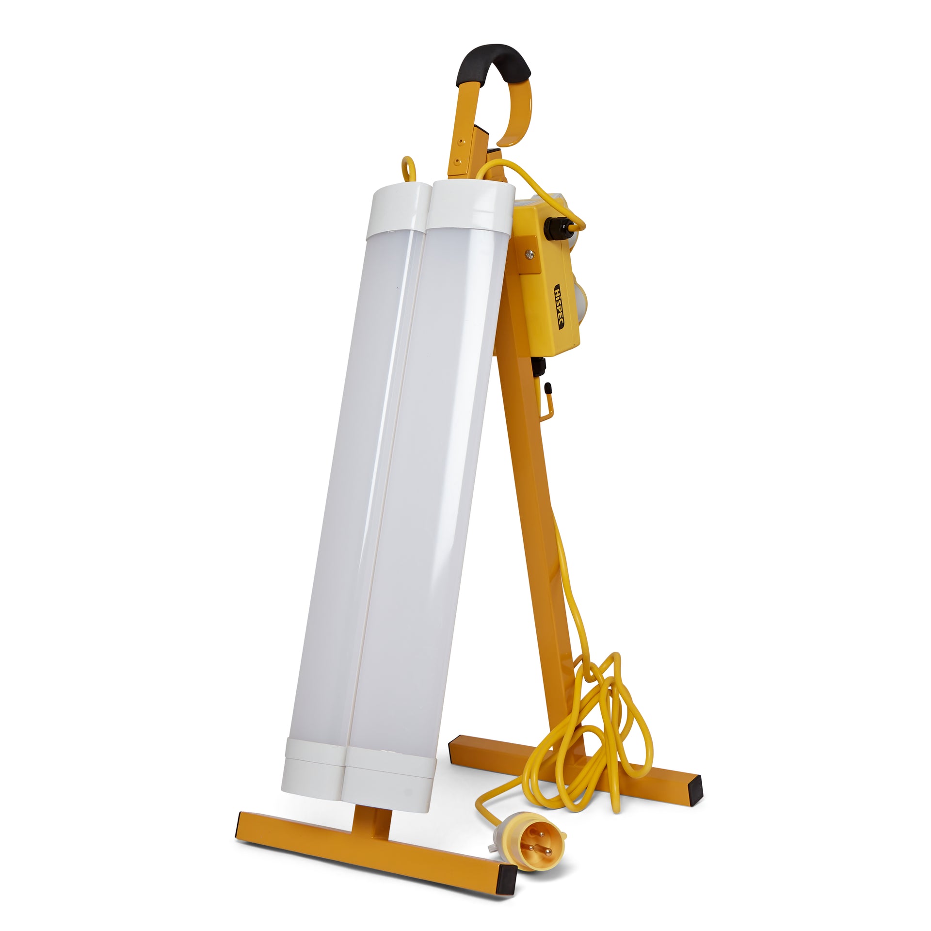 Hispec HSSL/40LEDPL 40W LED Plasterers Work Light with 2x 16A 3P Socket Outlets 110V 6500K IP44 Yellow
