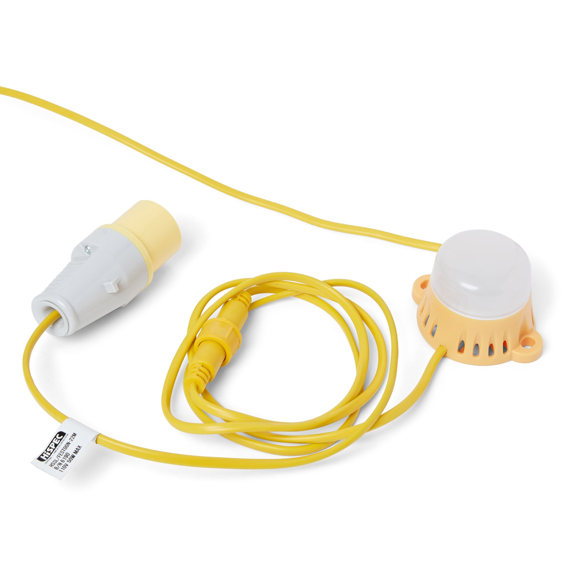 Hispec HSSL/FESTOON-50M 20 x 5W LED Linkable LED Festoon Lighting Kit 110V 50m Yellow