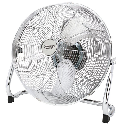 Draper HV16 09139 16'' / 400mm 60W Industrial Floor Fan Chrome