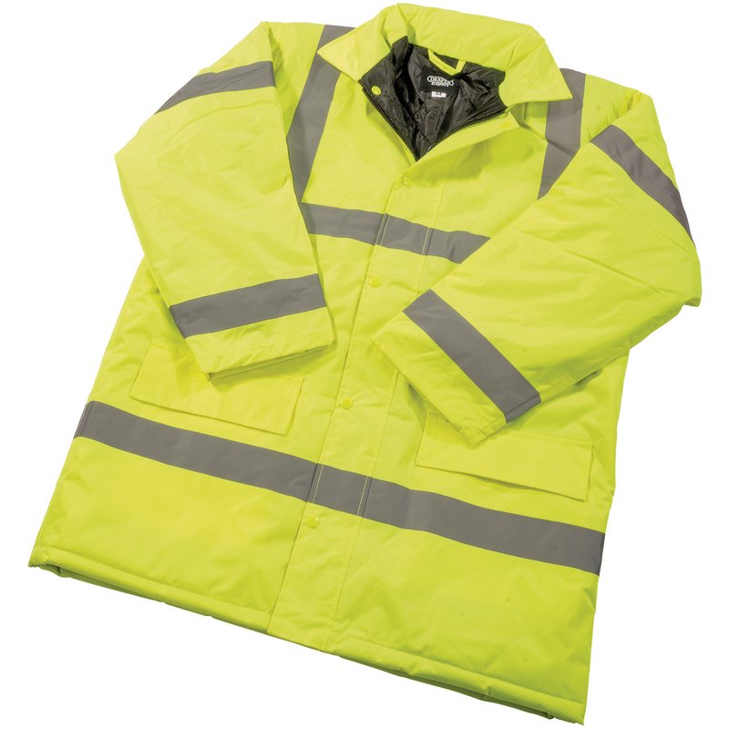 Draper HVTJA/B 84721 EN471 and EN343 Class 3 Hi-Vis Traffic Jacket Size L Yellow