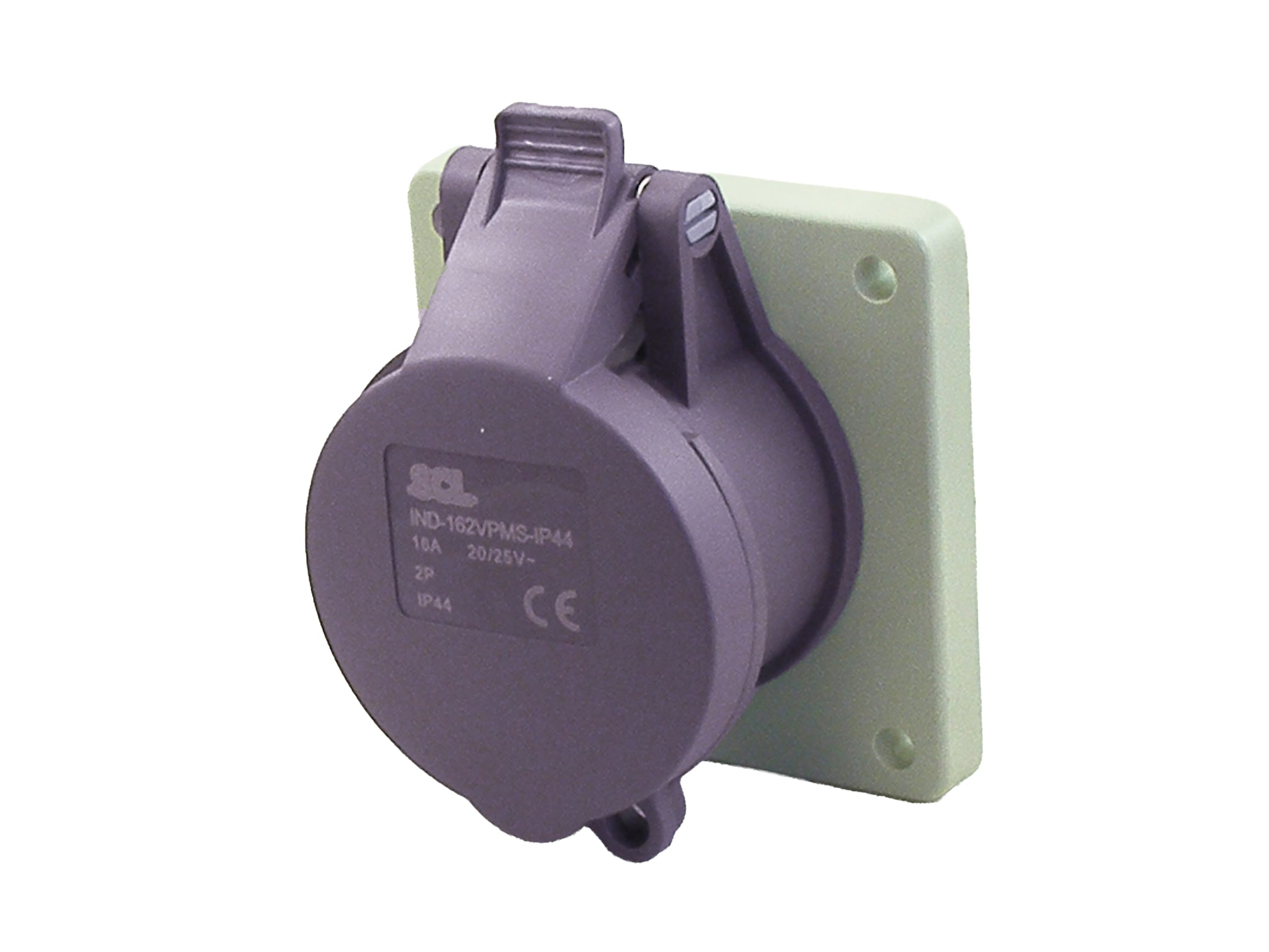 Switchtec IND-162VPMS-IP44 16A 2P 24V Panel Mount Socket IP44 Violet
