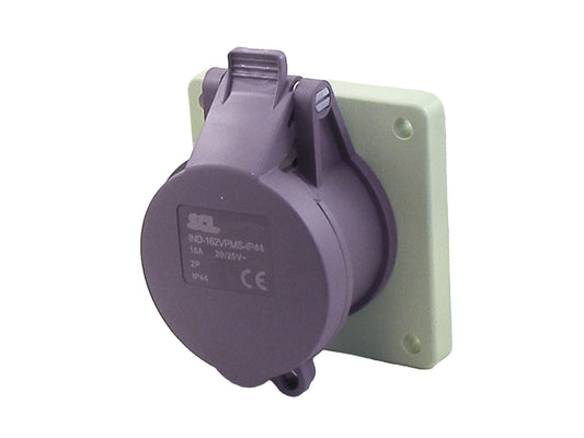 Switchtec IND-162VPMS-IP44 16A 2P 24V Panel Mount Socket IP44 Violet