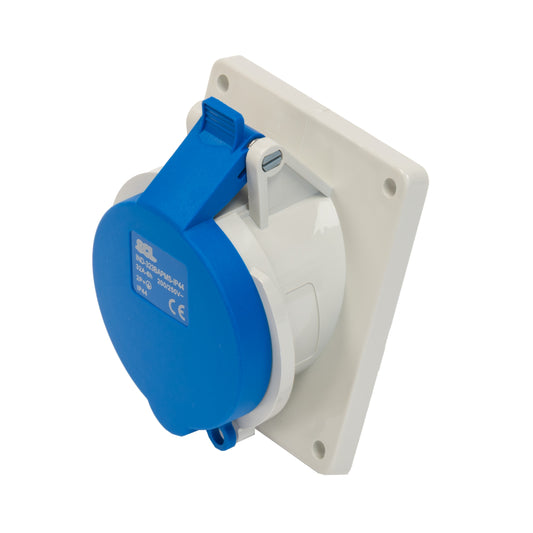 Switchtec IND-323BAPMS-IP44 32A 3P 240V Angled Panel Mount Socket IP44