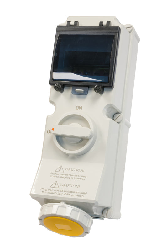 Switchtec IND-323YISW-IP67 32A 3P 110V Interlocked Socket with RCD Housing IP67