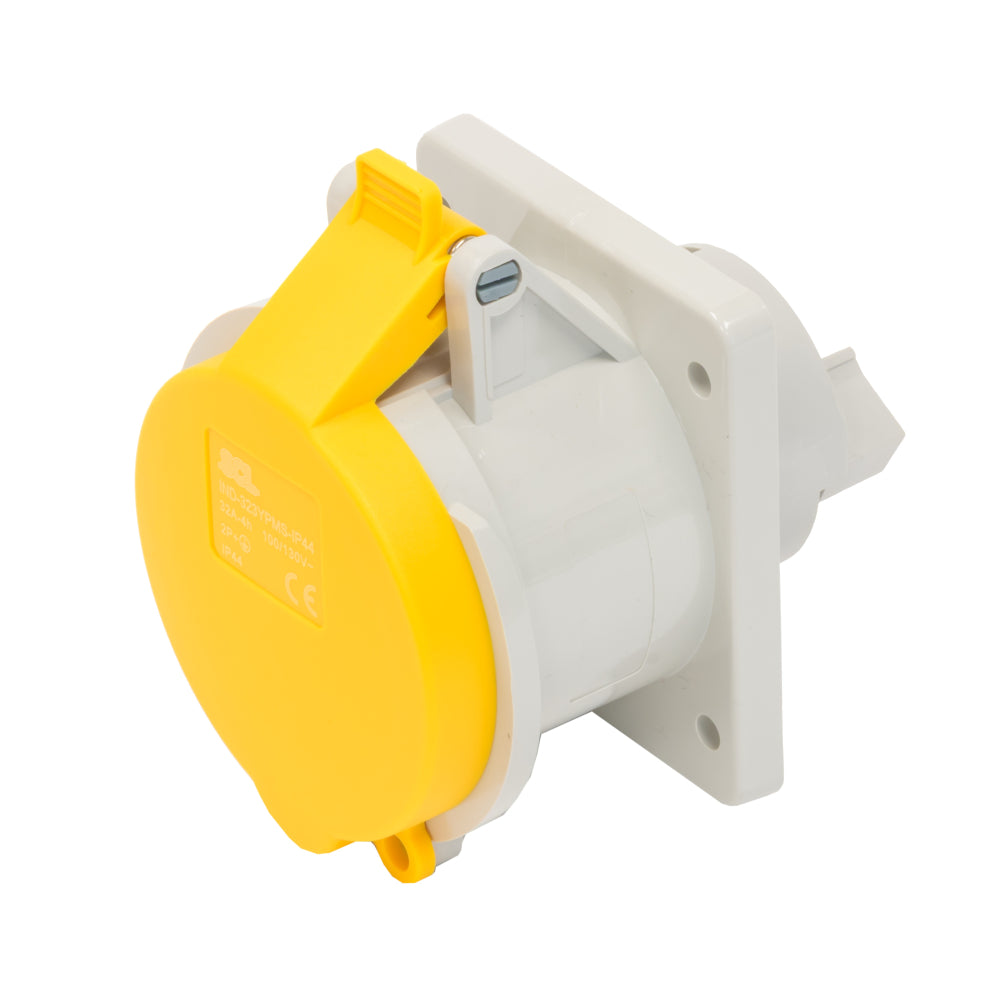 Switchtec IND-323YPMS-IP44 32A 3P 110V Panel Mount Socket IP44