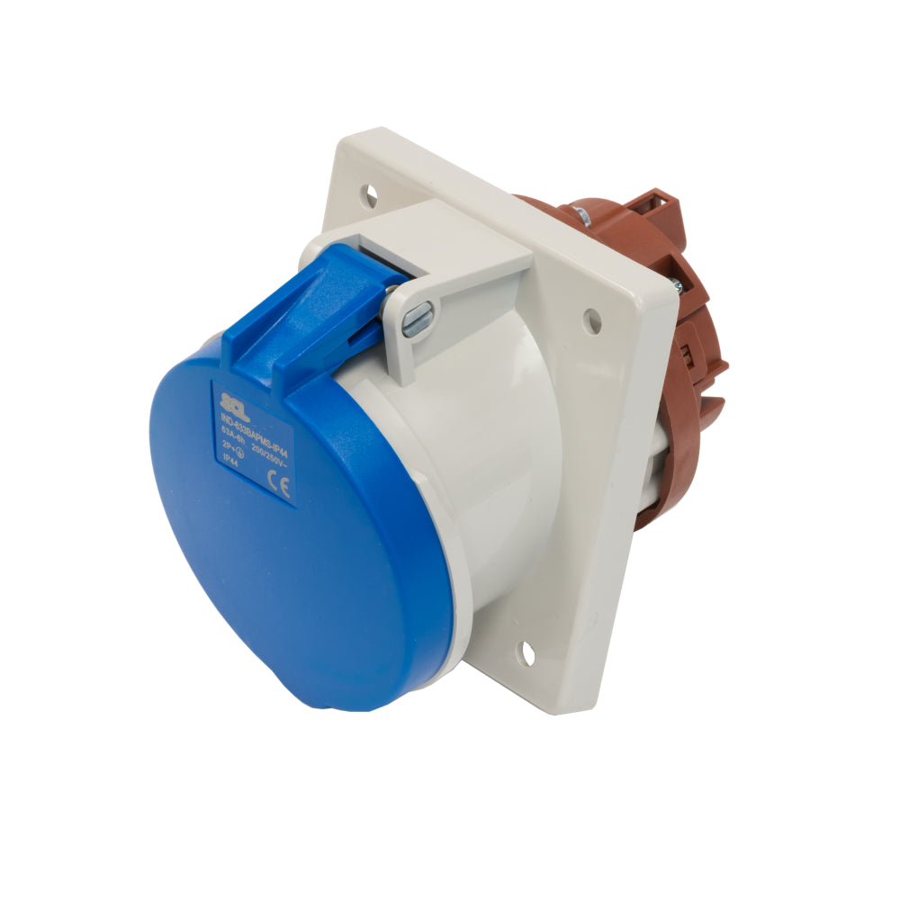 Switchtec IND-633BAPMS-IP44 63A 3P 240V Angled Panel Mount Socket IP44