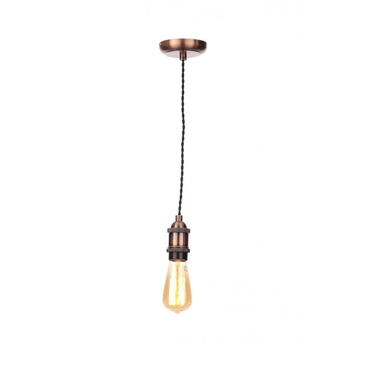 Forum INL-27988-ACOP Dale E27 Antique Copper Pendant with Twisted Black Flex
