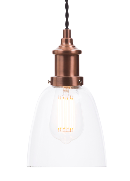 Forum INL-31538-ACOP Industrial E27 Ceiling Pendant with Glass Shade Antique Copper