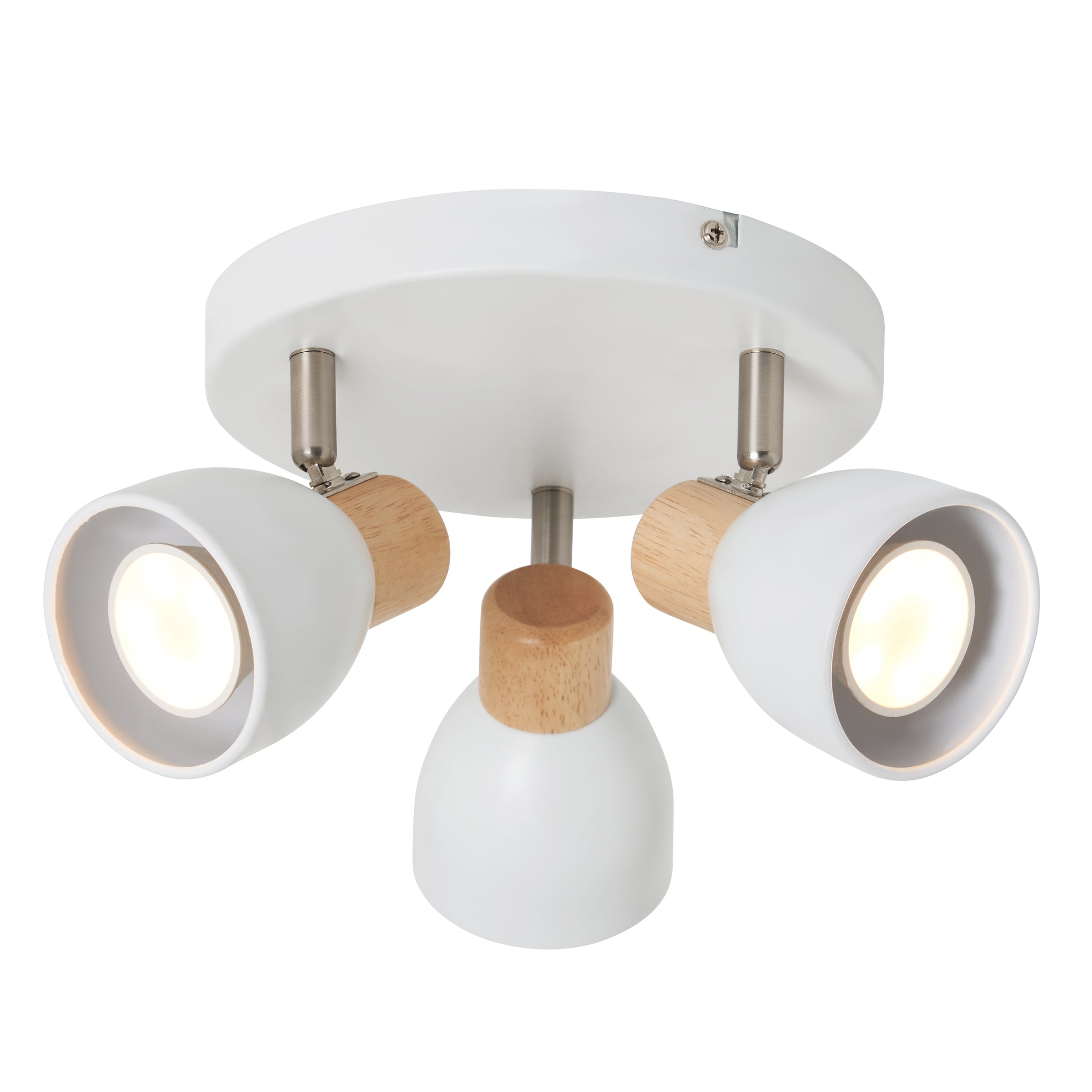 Forum INL-35989-WHT Oliver 3 x GU10 Contemporary Plate Bar Spotlight IP20 White & Oak