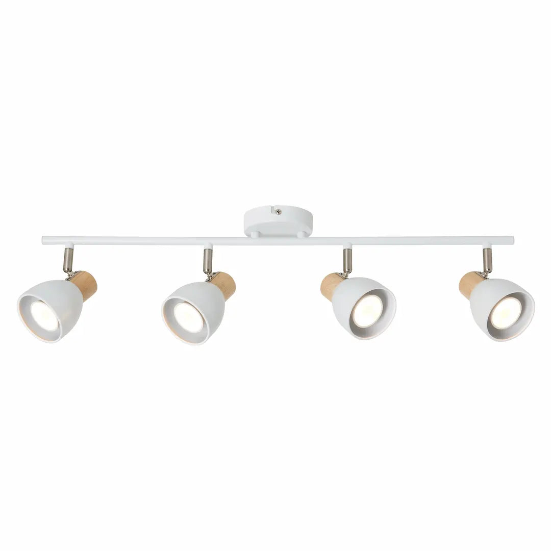 Forum INL-35990-WHT Oliver 4 x GU10 Contemporary Bar Spotlight IP20 White & Oak