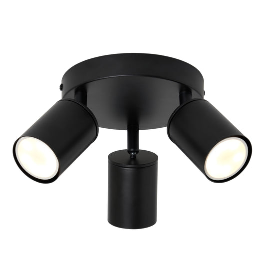 Forum INL-44525-BLK Joshua 3 x GU10 Contemporary Plate Spotlight IP44 Black