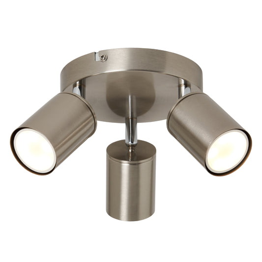 Forum INL-44525-SNIC Joshua 3 x GU10 Contemporary Plate Spotlight IP44 Satin Nickel
