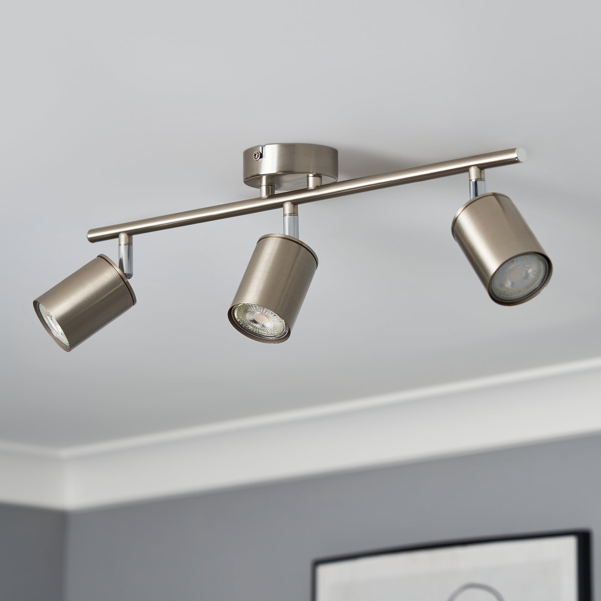 Forum INL-44628-SNIC Joshua 3 x GU10 Contemporary Bar Spotlight IP44 Satin Nickel