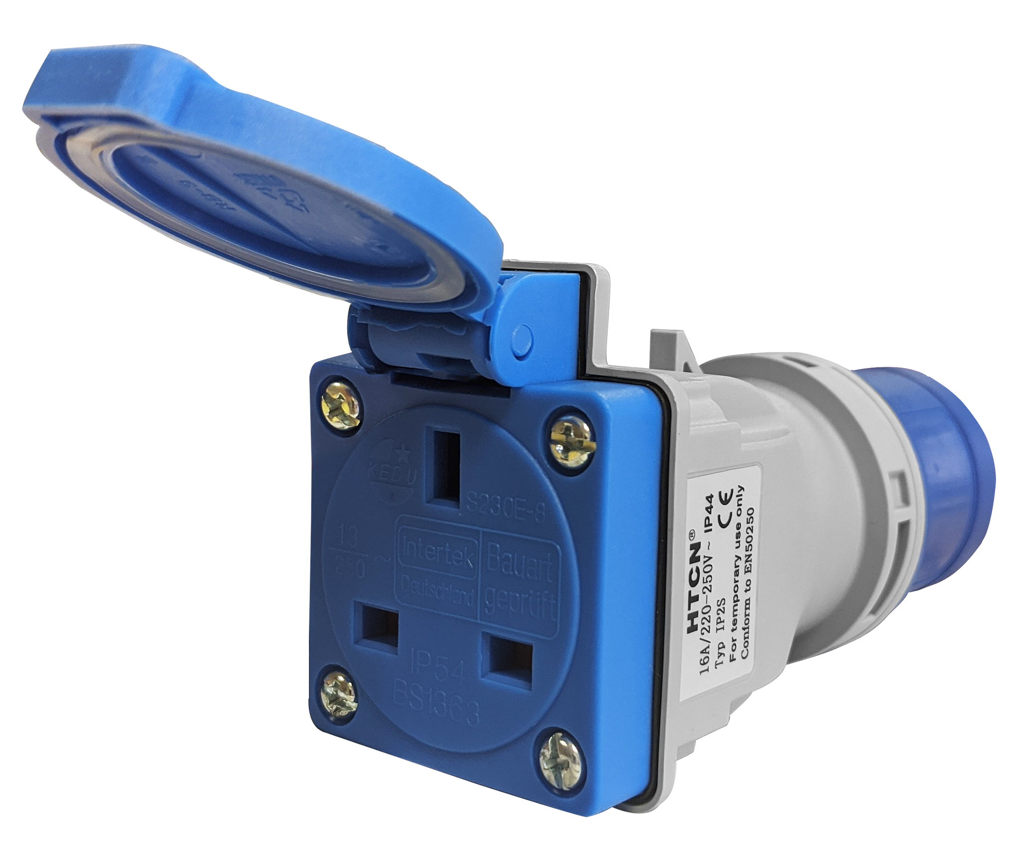 Deligo IP2S 16A To 13A Socket Adaptor Blue