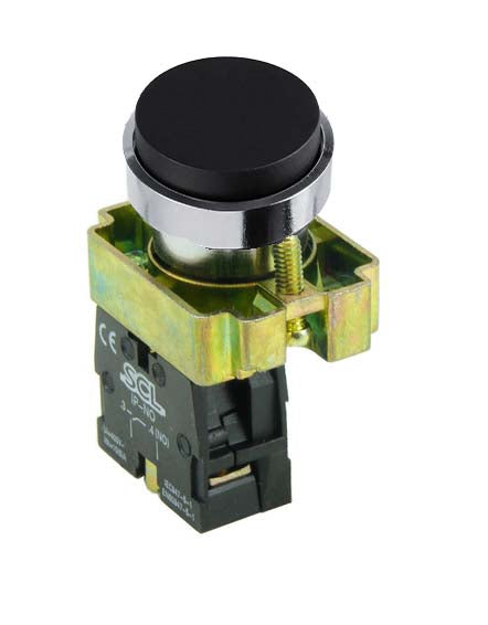 Switchtec IPBP-B-10 SCL Black Projecting Head Pushbutton with Collar & 1 N/C Contact