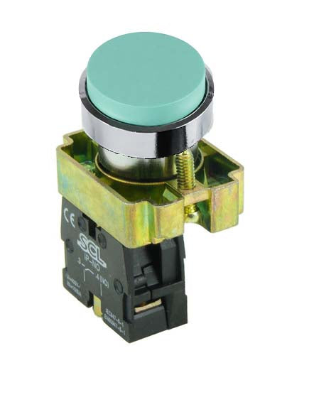 Switchtec IPBP-G-10 SCL Green Projecting Head Pushbutton with Collar & 1 N/C Contact