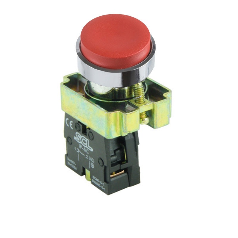 Switchtec IPBP-R-01 SCL Red Projecting Head Pushbutton with Collar & 1 N/C Contact