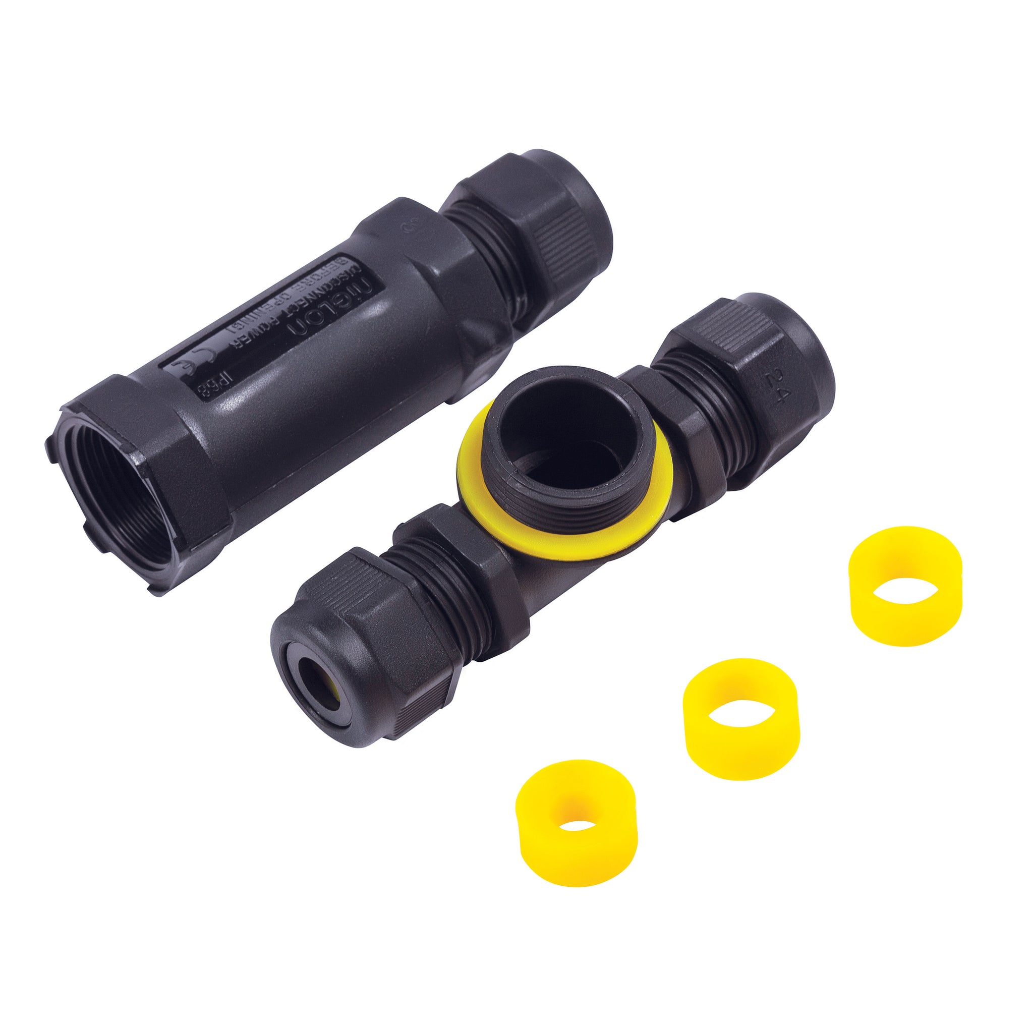 Niglon JOW3T 24A 3 Pole Heavy Duty Tee Cable Connector Black IP68