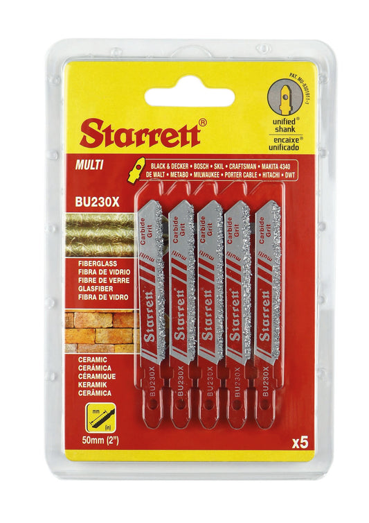 Starrett BU230X-5 Bi-Metal Unique Multi-Purpose Carbide Grit Jigsaw Blades Pack of 5