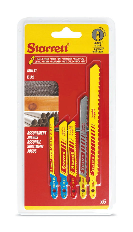 Starrett BU2 Assorted Multi-Purpose Cutting Jigsaw Blades Pack of 5
