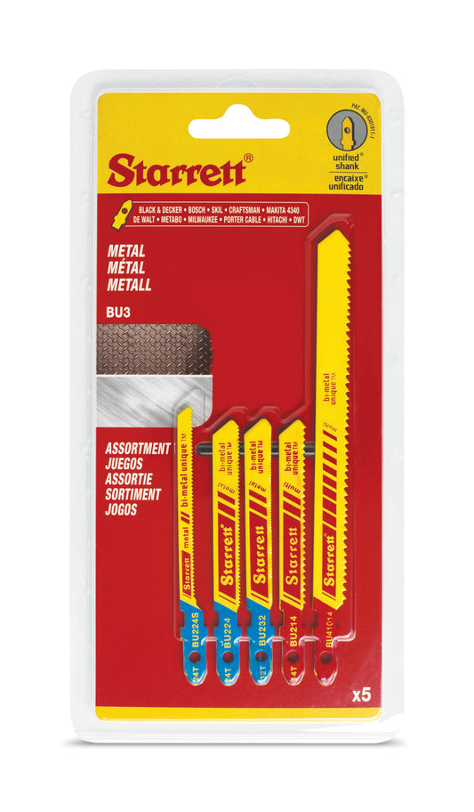 Starrett BU3 Assorted Metal Cutting Jigsaw Blades Pack of 5