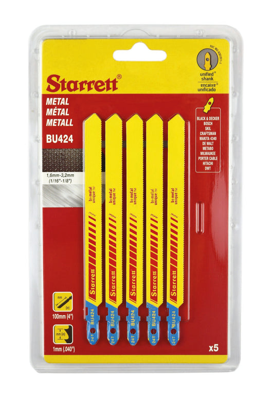 Starrett BU424-5 24TPI Bi-Metal Unique Metal Cutting Jigsaw Blades Pack of 5