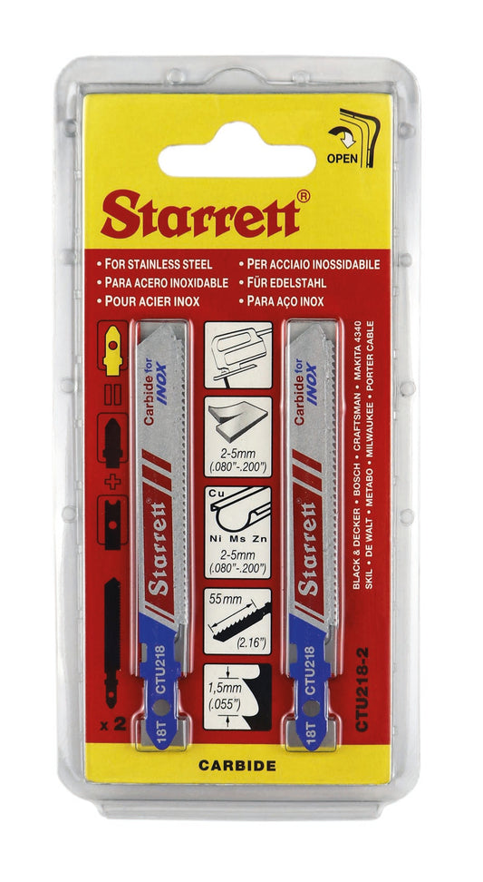 Starrett CTU218-2 18TPI Bi-Metal Unique Stainless Steel Cutting Jigsaw Blades Pack of 2
