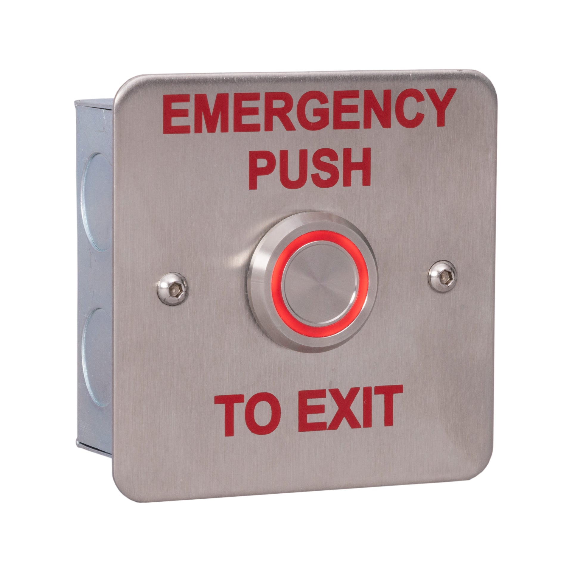 RGL K-PIL-RS/EPTE 'Emergency Push To Exit' Illuminated Exit Button Stainless Steel