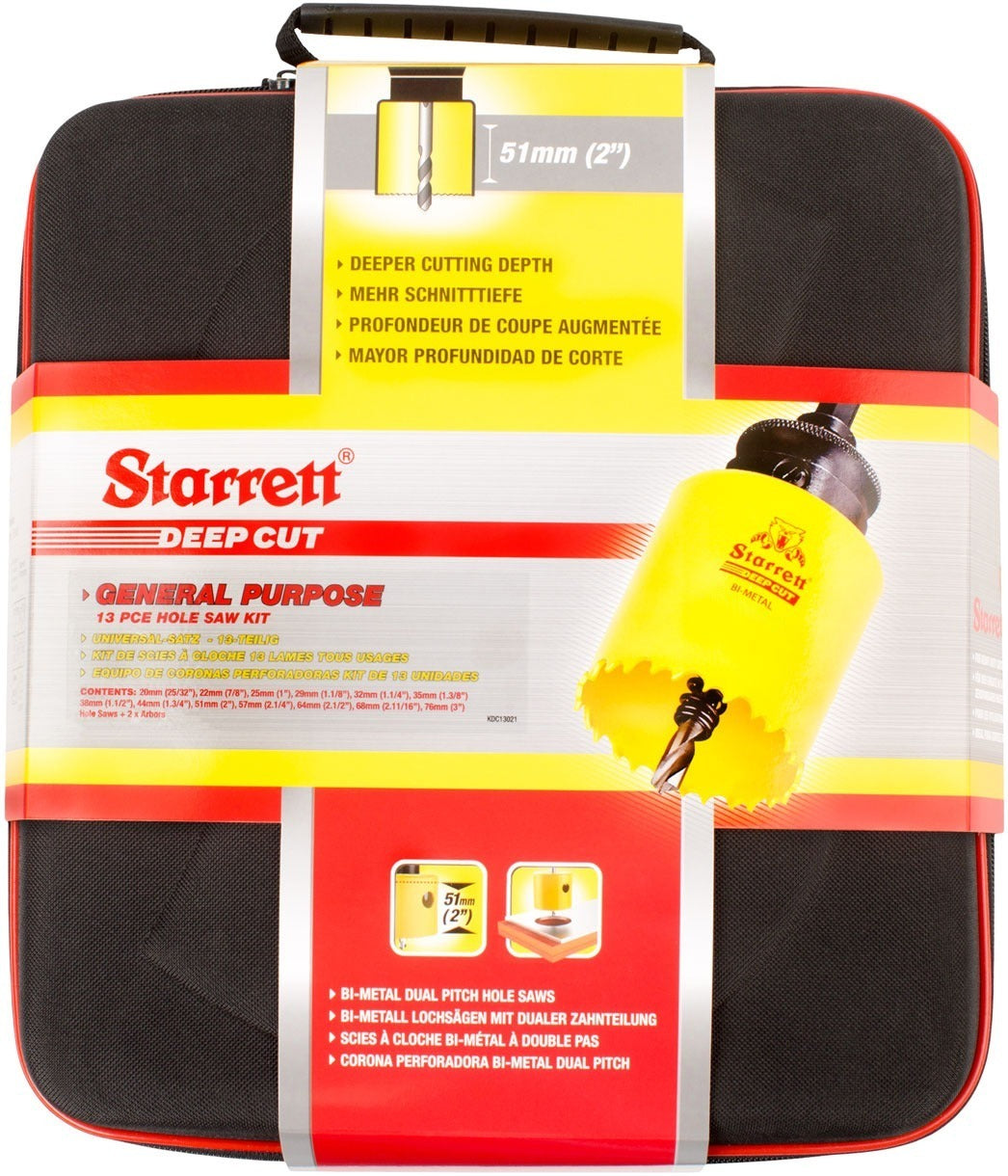 Starrett KDC13021 General Purpose Deep Cut Holesaw Kit 13pc